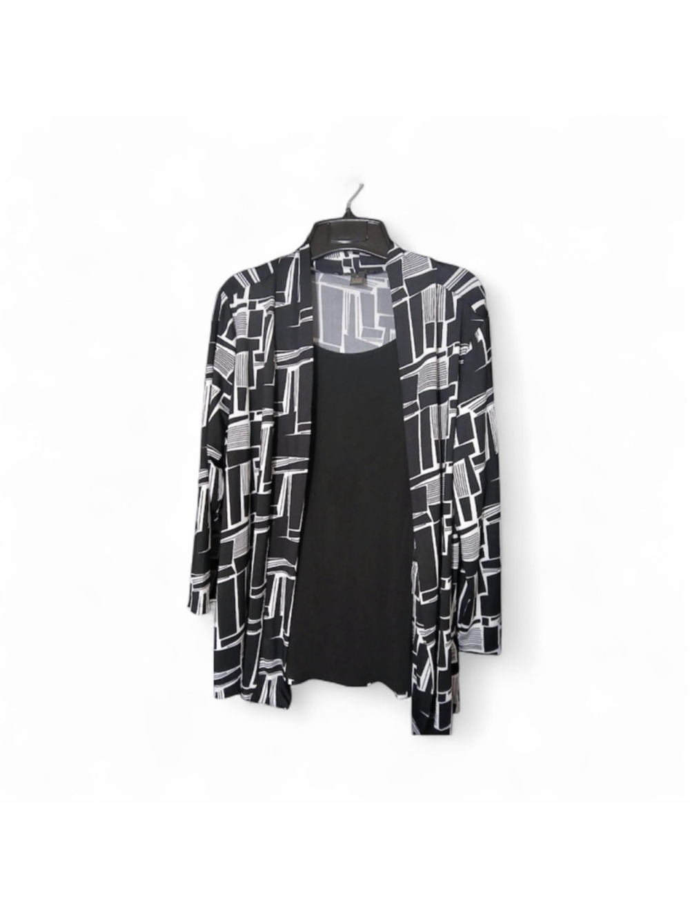 Women’s Emily Rose Black & White Geometric 2-Piece Top Set Size XL (37JC)